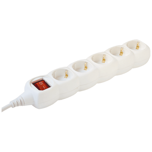 home Produžni kabl, 5 utičnica, prekidač, 1.5mm², 3 met, bijeli - NV 5K-3/WH/1.5