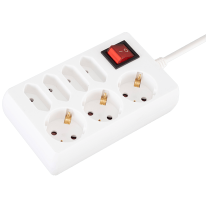 home Produžni kabl, 3 + 4 utičnice, 1.0mm², 1.5 met, bijeli - NV 17/WH