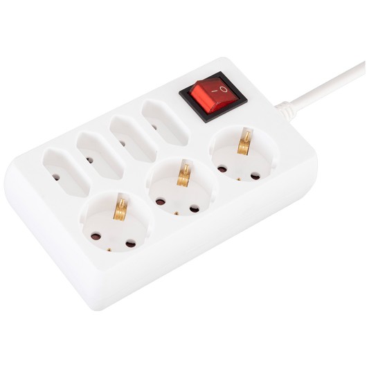 home Produžni kabl, 3 + 4 utičnice, 1.0mm², 1.5 met, bijeli - NV 17/WH