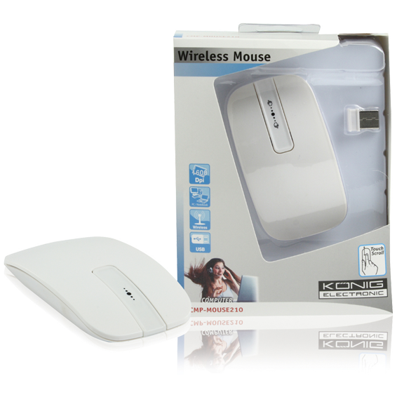Konig Optički Wireless miš, 1600dpi 2.4GHz, boja bijela - CMP-MOUSE 210