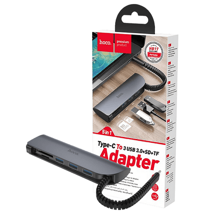hoco. Konverter USB HUB type C to USB3.0/microSD/SD čitač - HB17 Easy connect