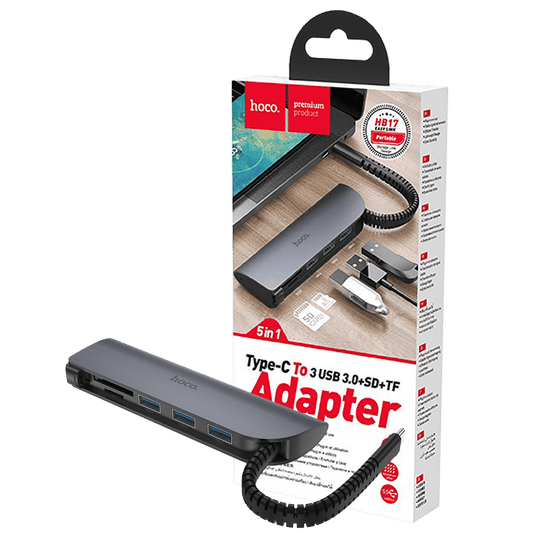 hoco. Konverter USB HUB type C to USB3.0/microSD/SD čitač - HB17 Easy connect