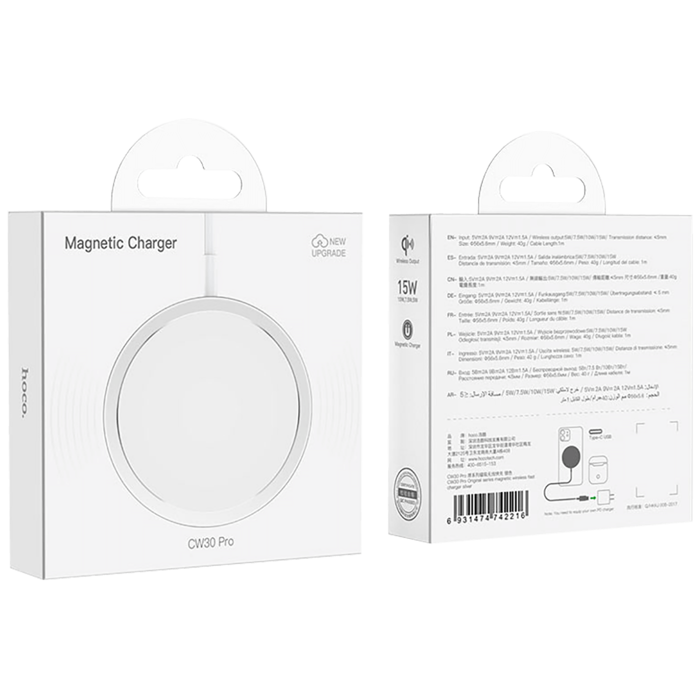 hoco. Punjač bežični, univerzalni, smartphone, TWS slušalice, 15 W - CW30 Pro Original series