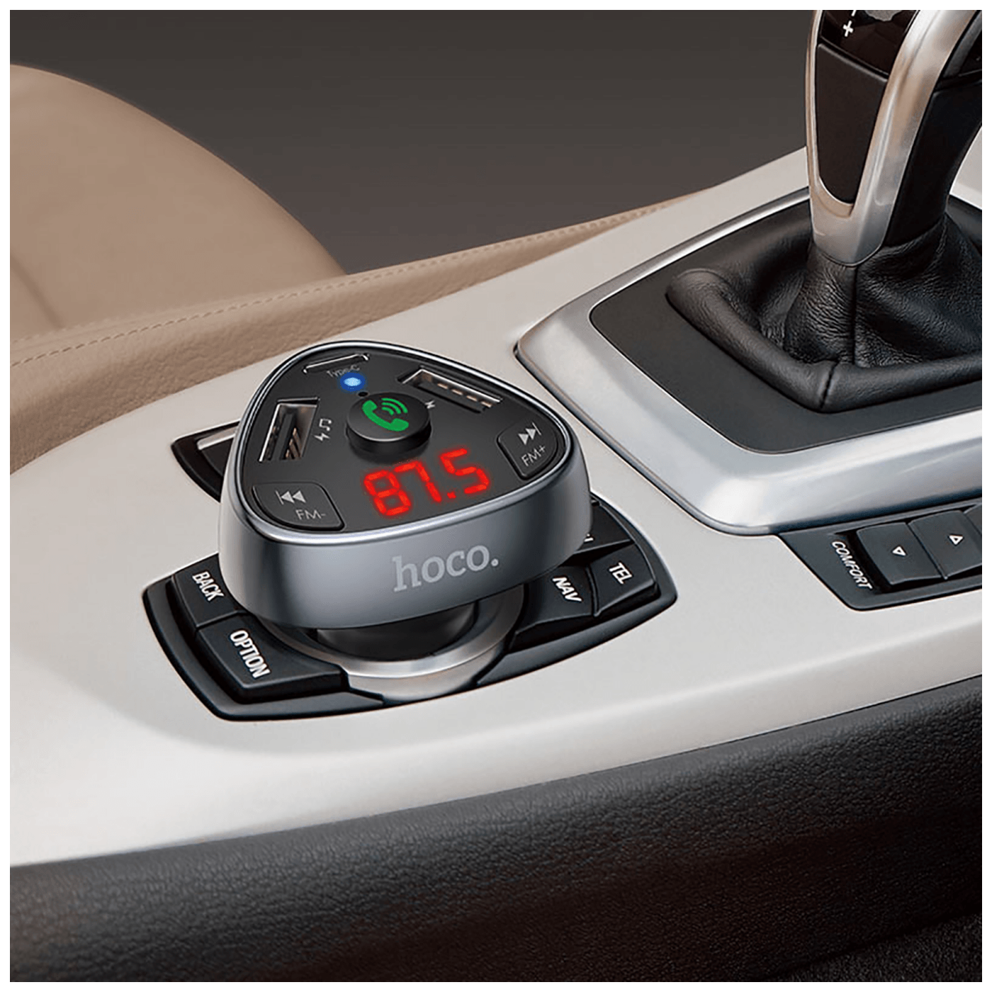 hoco. FM modulator, Bluetooth, 12/24 V, 2xUSB, 1xtype C, PD 18W - E51 Road treasure