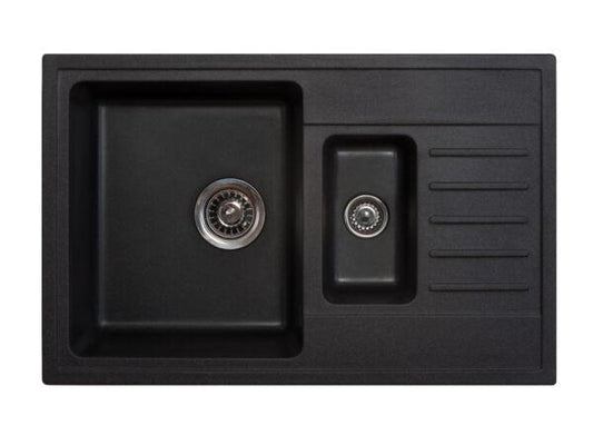 X Granit- sudoper Quadro PLUS 1.5 D fi 90  sa sifonom, crna