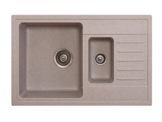 X Granit-sudoper  Quadro PLUS 1.5 D fi 90  sa sifonom, bež