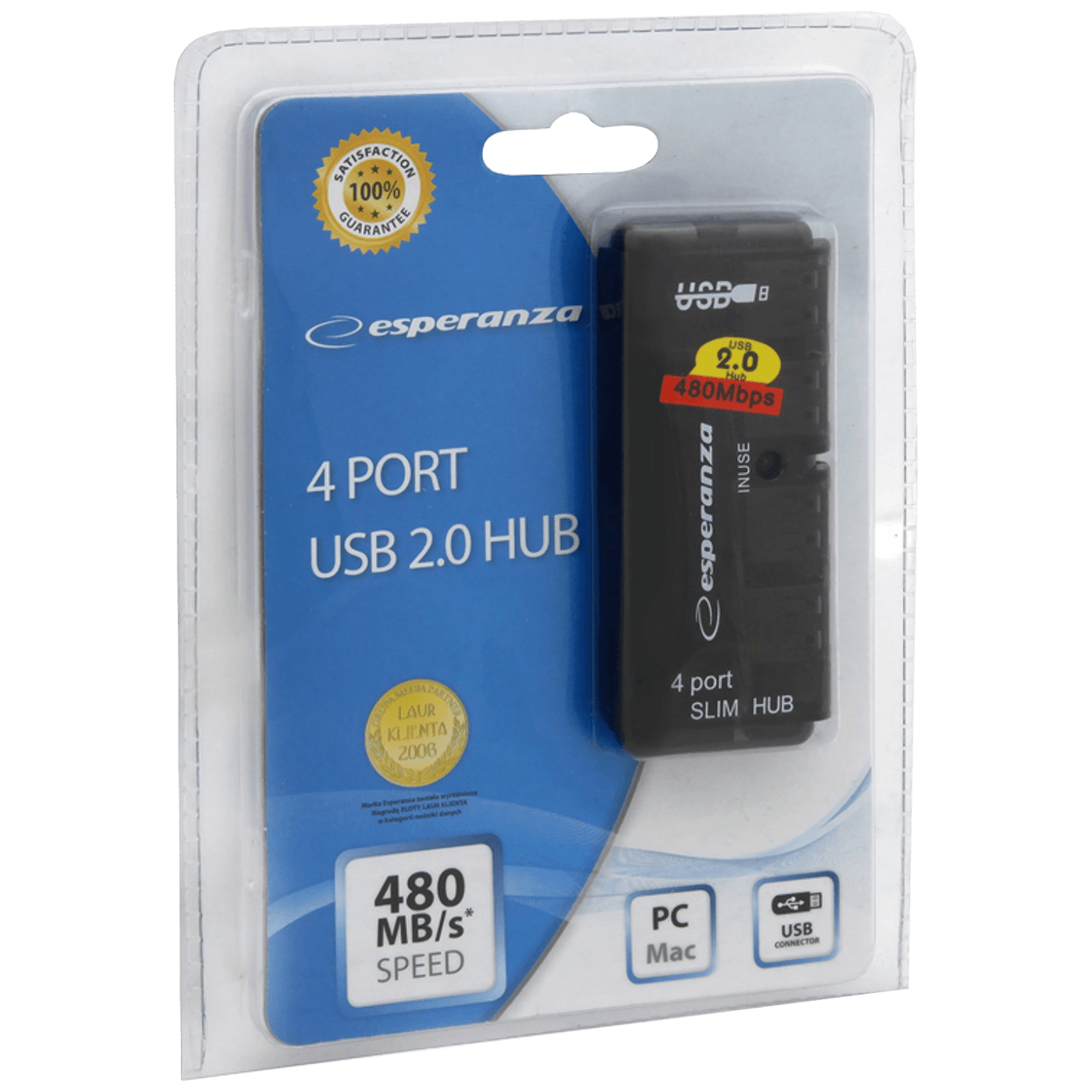 Esperanza USB2.0 razdjeljnik,  HUB, 4 porta - EA112