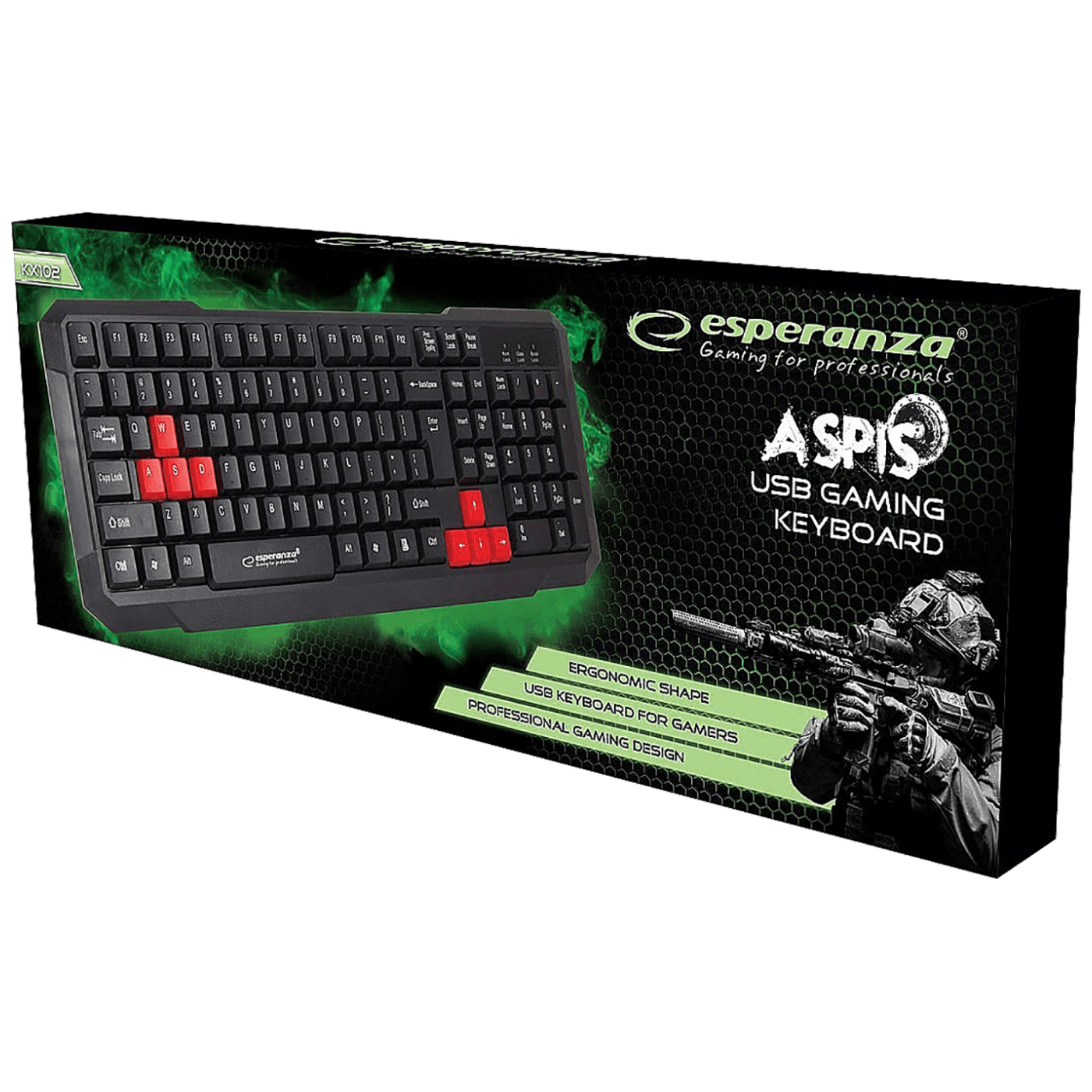 Esperanza Tastatura , gaming, USB, Aspis Red - EGK102R
