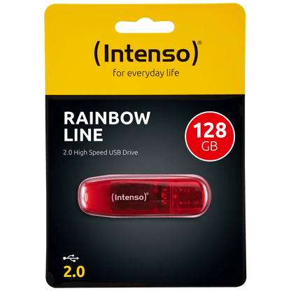 (Intenso) USB Flash drive 128GB Hi-Speed USB 2.0, Rainbow Line, RED - USB2.0-128GB/Rainbow