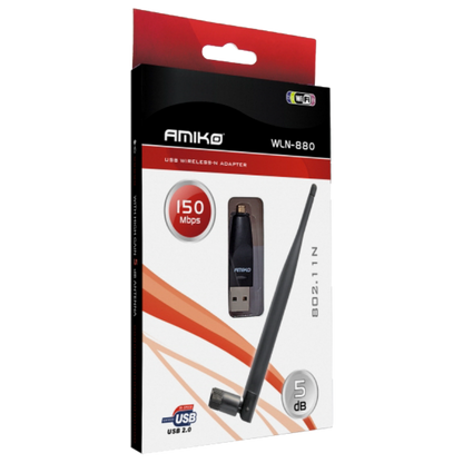 Amiko Wi-Fi mrežna kartica, USB, 2.4 GHz, 5 dB, 150 Mbps - WLN-880