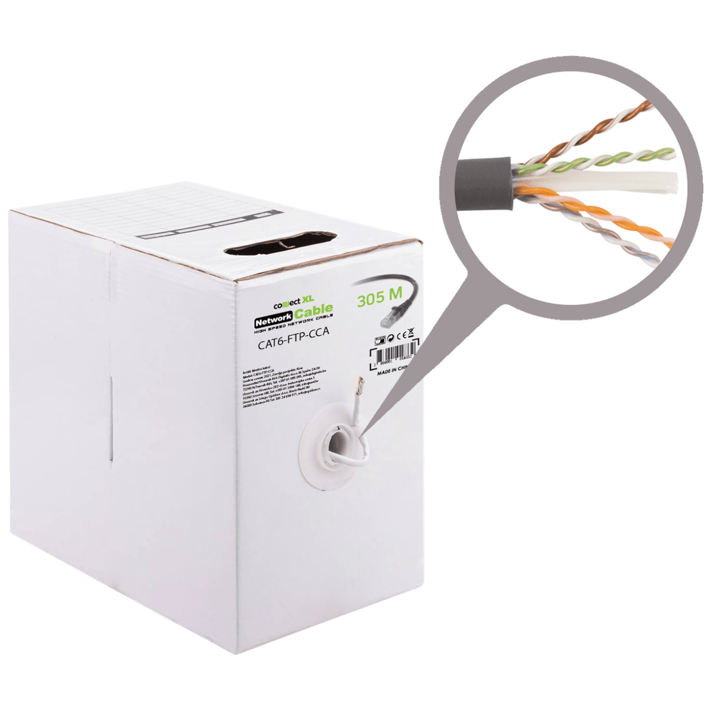 Connect XL Mrežni FTP kabl, CAT6, CCA, 305 met. - CAT6-FTP-CCA