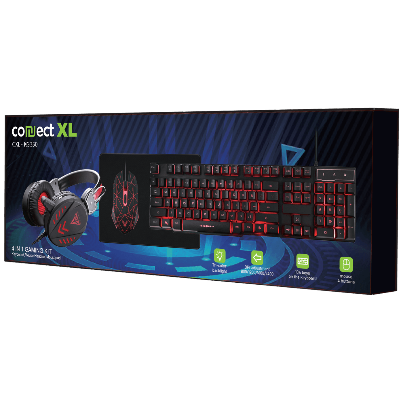 Connect XL Gaming set, slušalice, tastatura, miš, podloga za miš - CXL-KG350 Kit Gaming