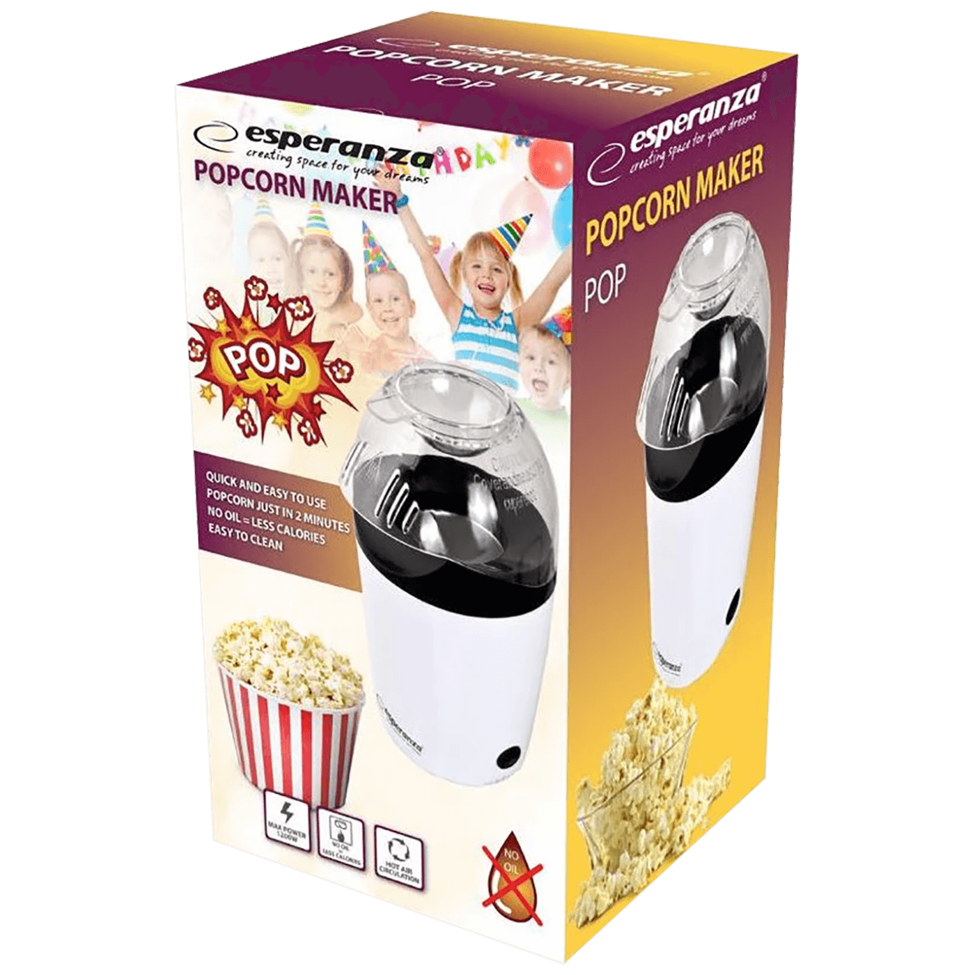 Esperanza Aparat za kokice, 1200 W - EKP006