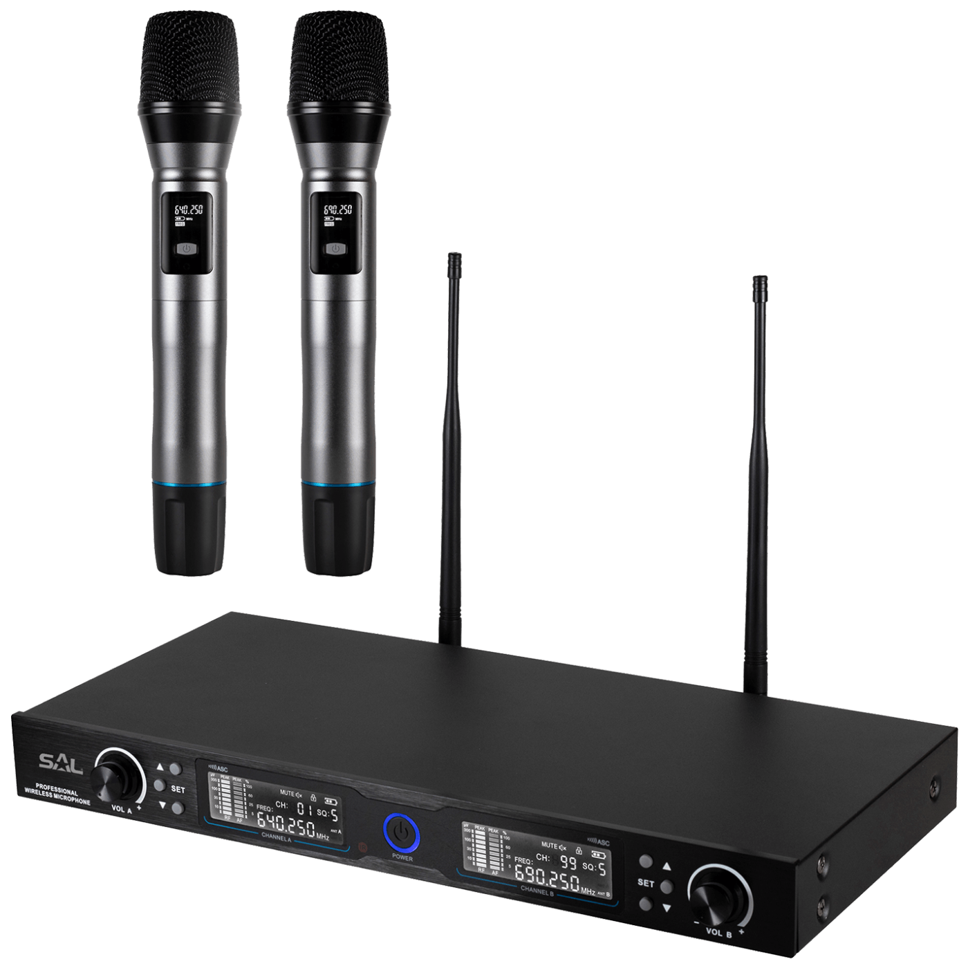 SAL Bežični set, 2 bežična mikrofona i prijemnik , 140 met. - MVN 910