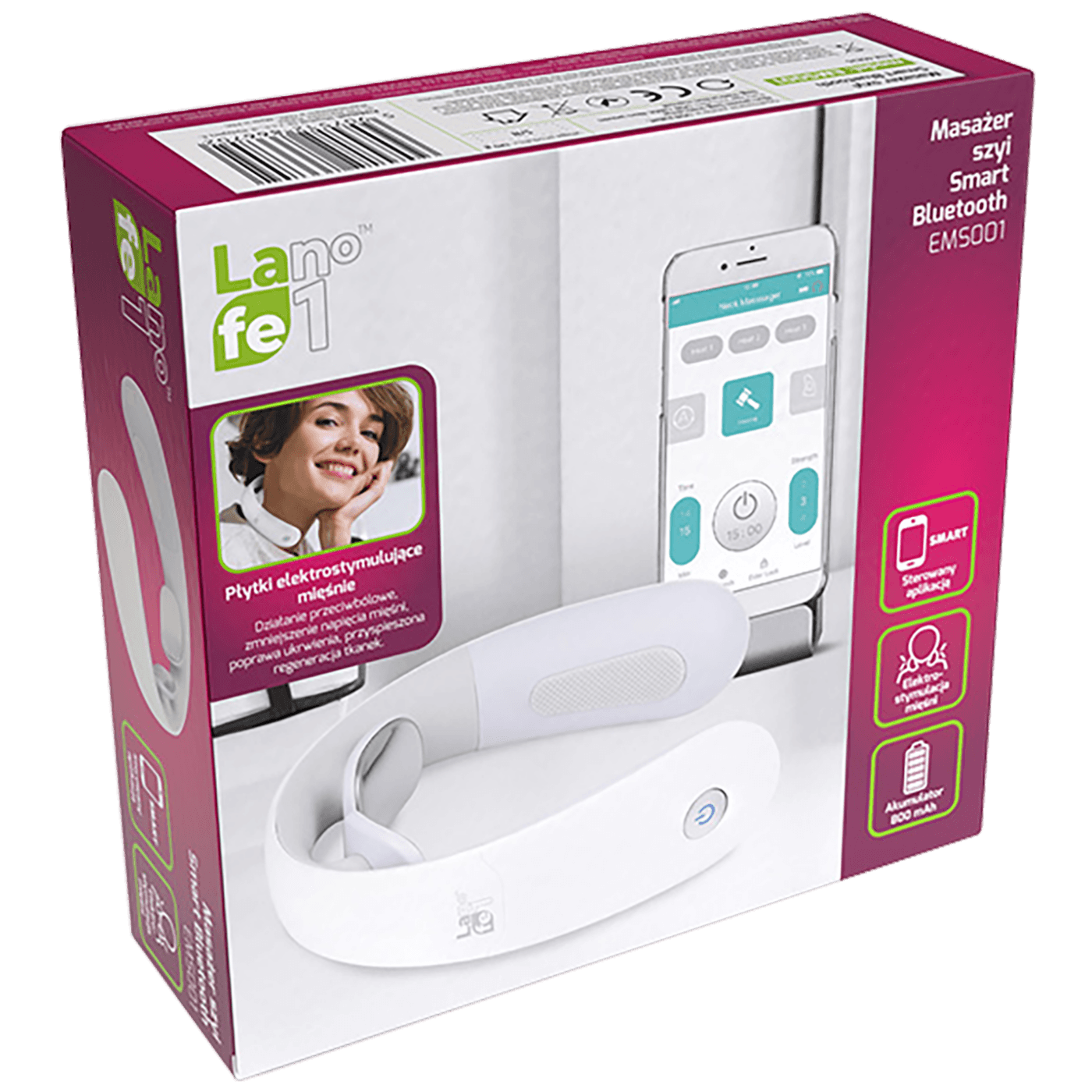 Lafe Masažer za vrat, pametni, Bluetooth - EMS001