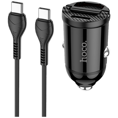 hoco. Auto punjač sa type C kabelom, PD + QC3.0, 2 x USB, 4.8 A - NZ2 Link, type C, Black