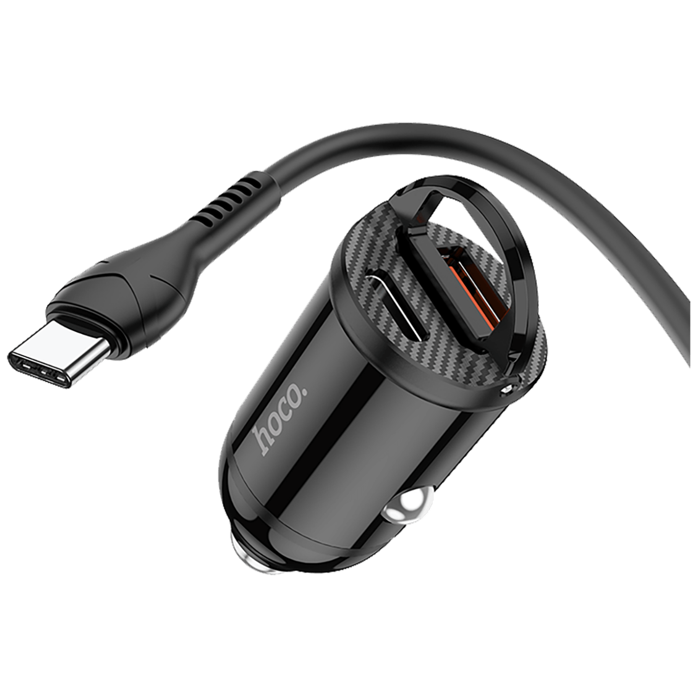 hoco. Auto punjač sa type C kabelom, PD + QC3.0, 2 x USB, 4.8 A - NZ2 Link, type C, Black