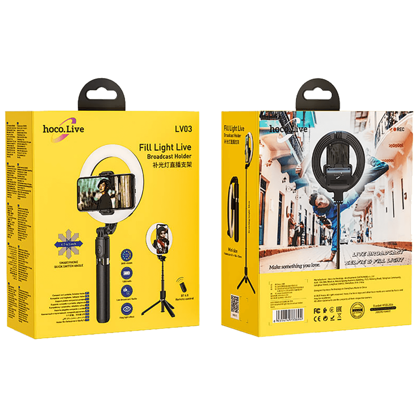 hoco. Držač za smartphone sa svjetlom, 4.7 - 6.5", Bluetooth - LV03 Showfull