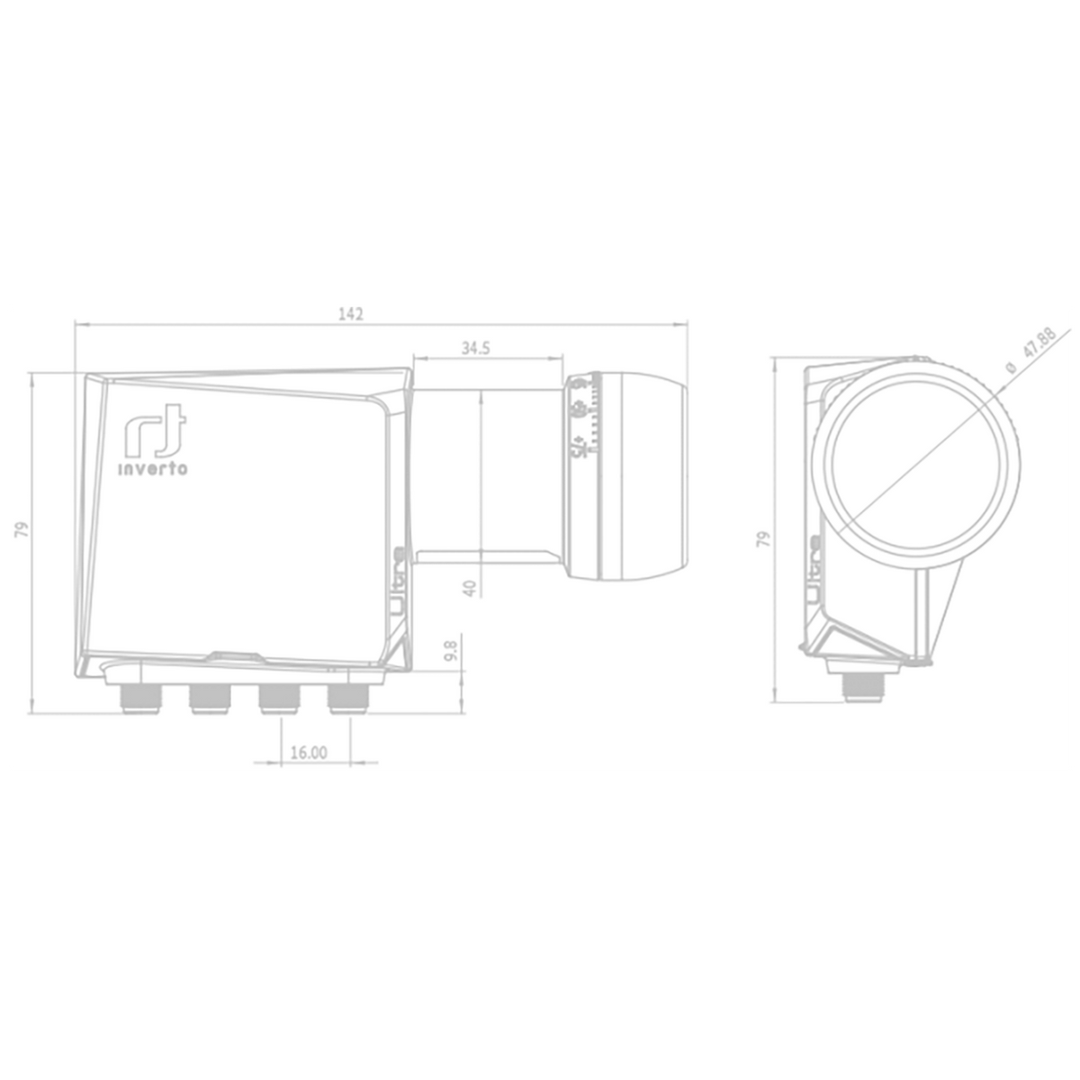 Inverto LNB Quad, šum 0,2 dB, Ultra, DVB-S2 ( HD - UHD ) - IDLT-QDL412-ULTRA-OPN