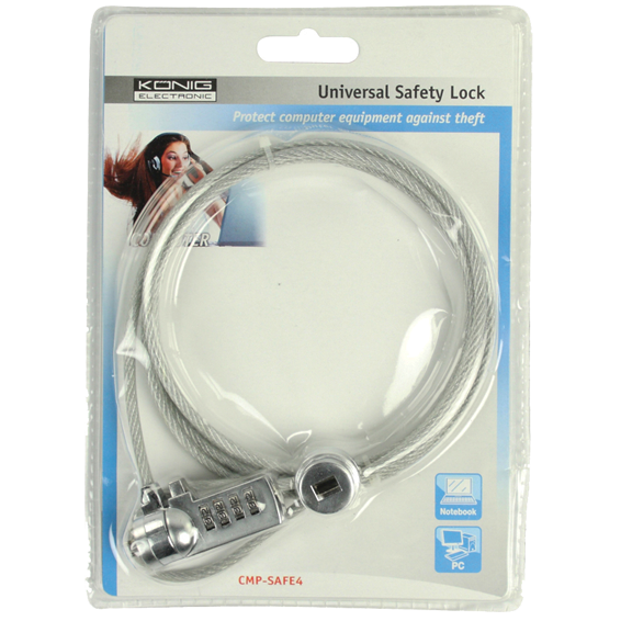 Konig Zaštitni kabl / sajla za laptop sa sigurnosnim kodom - CMP-SAFE4
