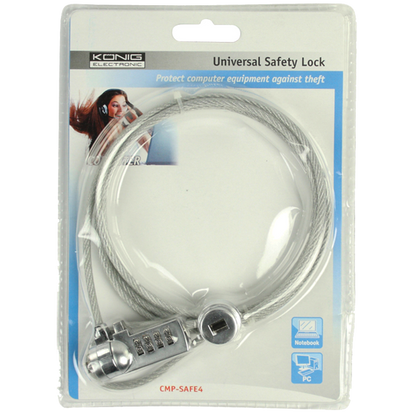Konig Zaštitni kabl / sajla za laptop sa sigurnosnim kodom - CMP-SAFE4