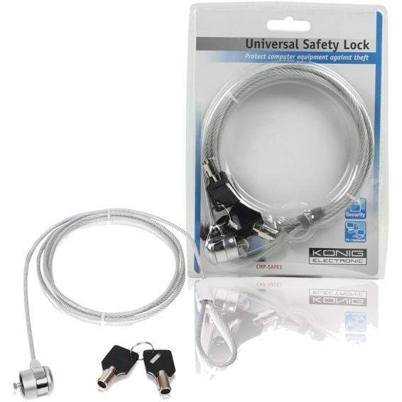 Konig Zaštitni kabl / sajla za laptop sa ključem, 3 metra - CMP-SAFE3/3