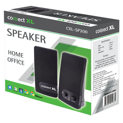 Connect XL Zvučnik, set,  2.0, USB 5V, crna boja - CXL-SP200