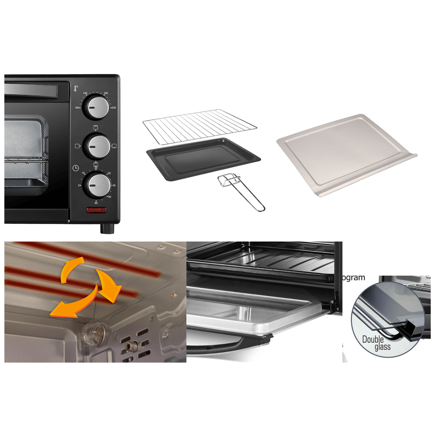 Zilan Mini pećnica sa grillom, zapremina 45 l, 2000 W, crna - ZLN1024