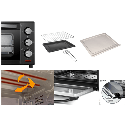 Zilan Mini pećnica sa grillom, zapremina 45 l, 2000 W, crna - ZLN1024