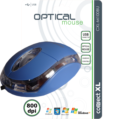Connect XL Miš optički,  800dpi, USB, plava boja - CXL-M100BU
