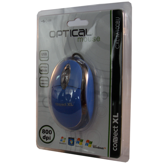 Connect XL Miš optički,  800dpi, USB, plava boja - CXL-M100BU