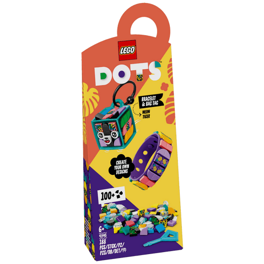 Lego Narukvica i privjesak za torbu - Neonski tigar, LEGO Dots