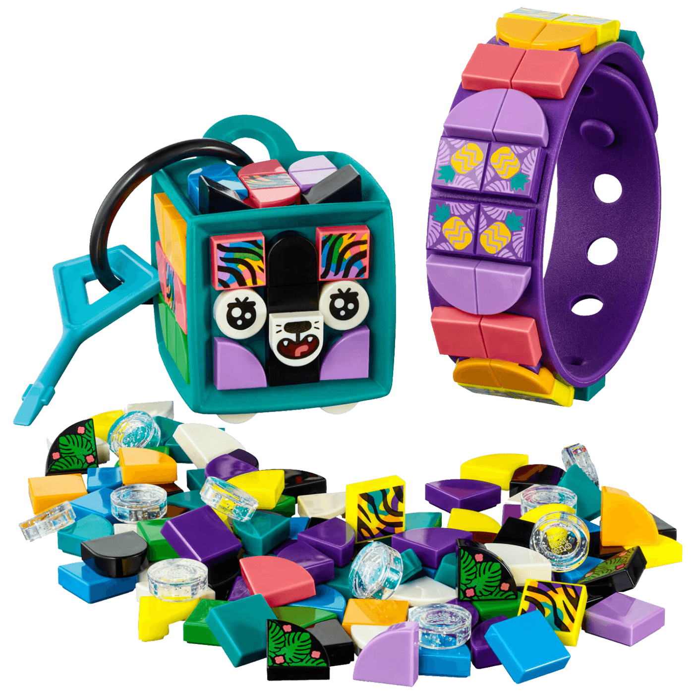 Lego Narukvica i privjesak za torbu - Neonski tigar, LEGO Dots