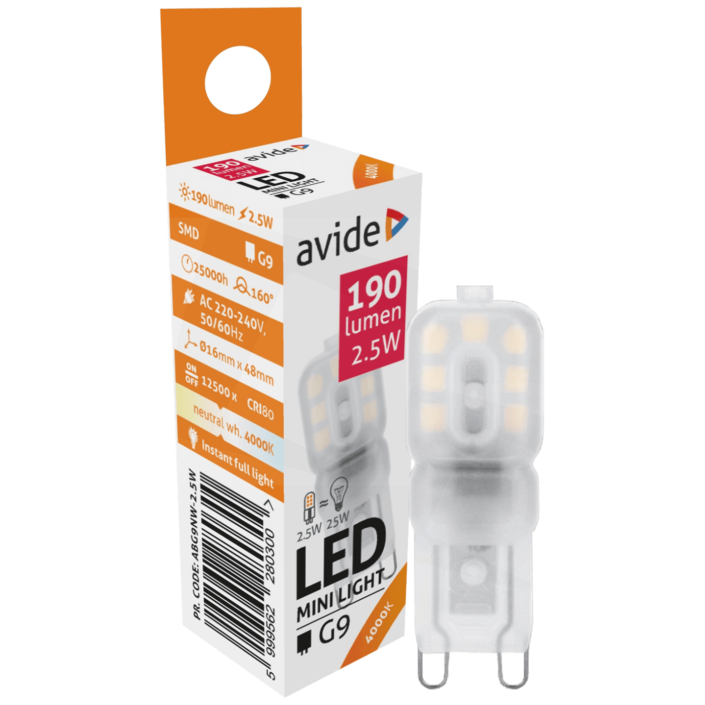 Avide Sijalica, G9, LED 2.5W, 4000K, 230V AC, bijela svjetlost - ABG9NW-2.5W