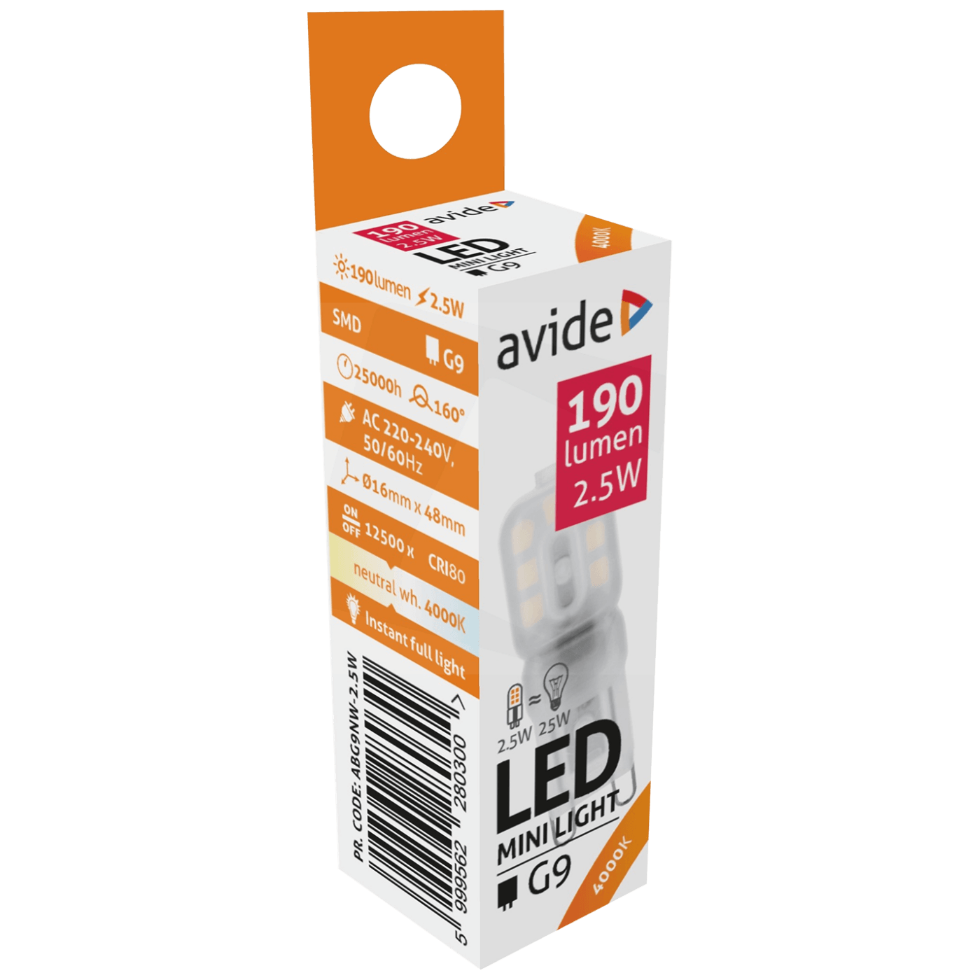 Avide Sijalica, G9, LED 2.5W, 4000K, 230V AC, bijela svjetlost - ABG9NW-2.5W