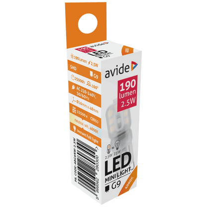 Avide Sijalica, G9, LED 2.5W, 4000K, 230V AC, bijela svjetlost - ABG9NW-2.5W