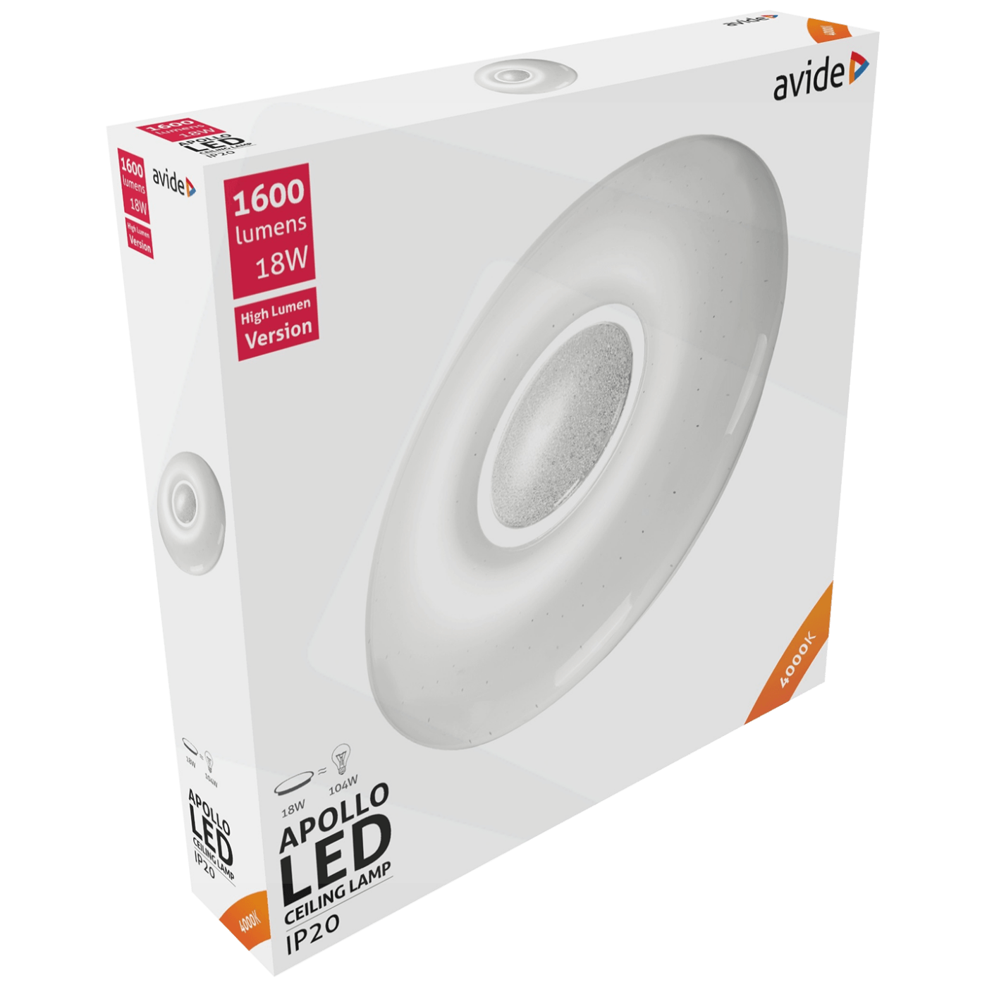 Avide Plafonjera LED, Apollo, 18W, 1600 lm, 4000K, IP20 - ACLO33NW-18W-APO