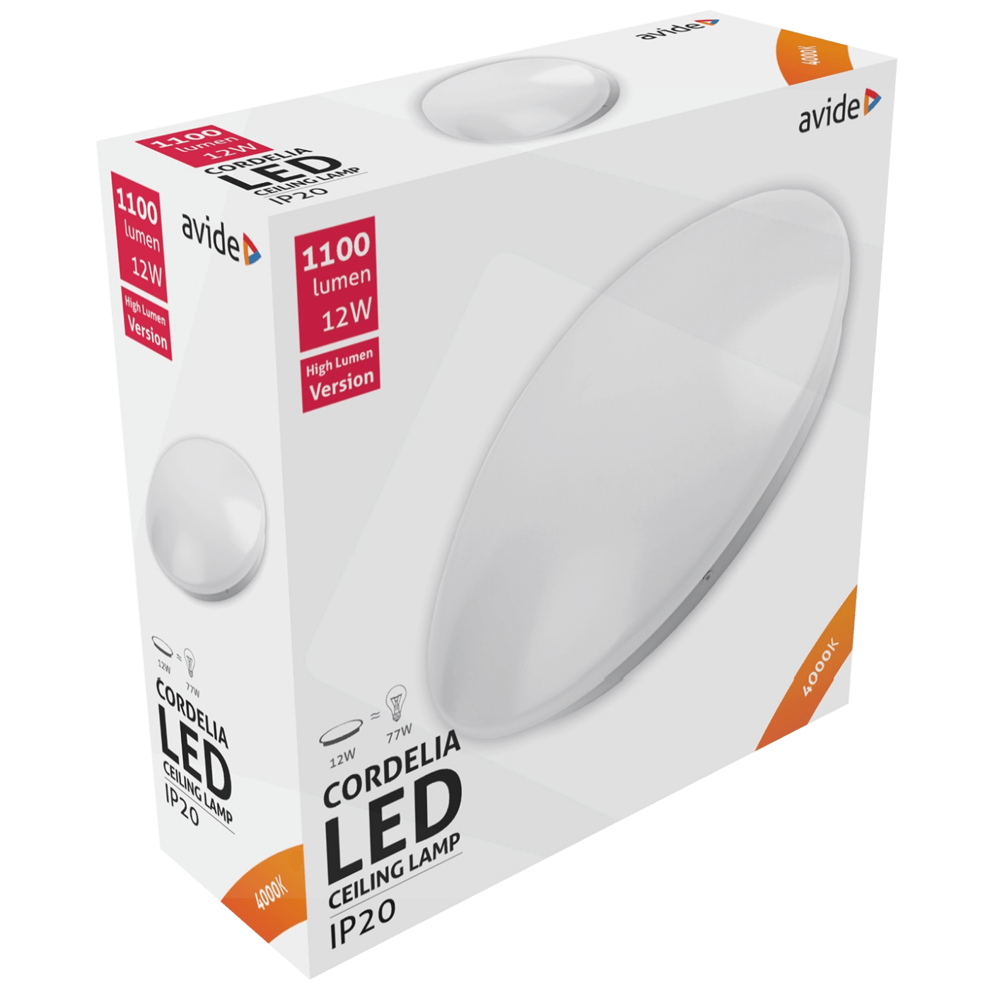 Avide Plafonjera LED, Cordelia, 12W, 1100 lm, 4000K, IP20 - ACLO28NW-12W