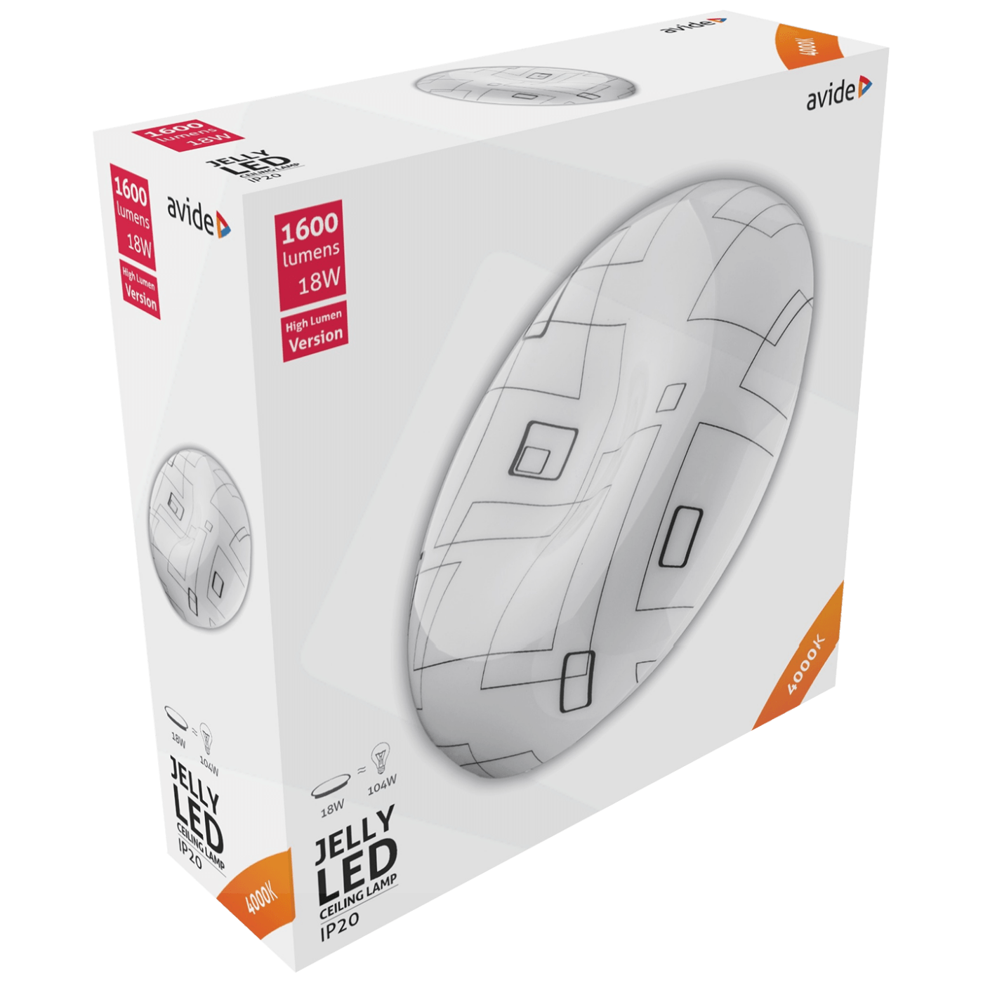 Avide Plafonjera LED, Jelly, 18W, 1600 lm, 4000K, IP20 - ACLO33NW-18W-ME