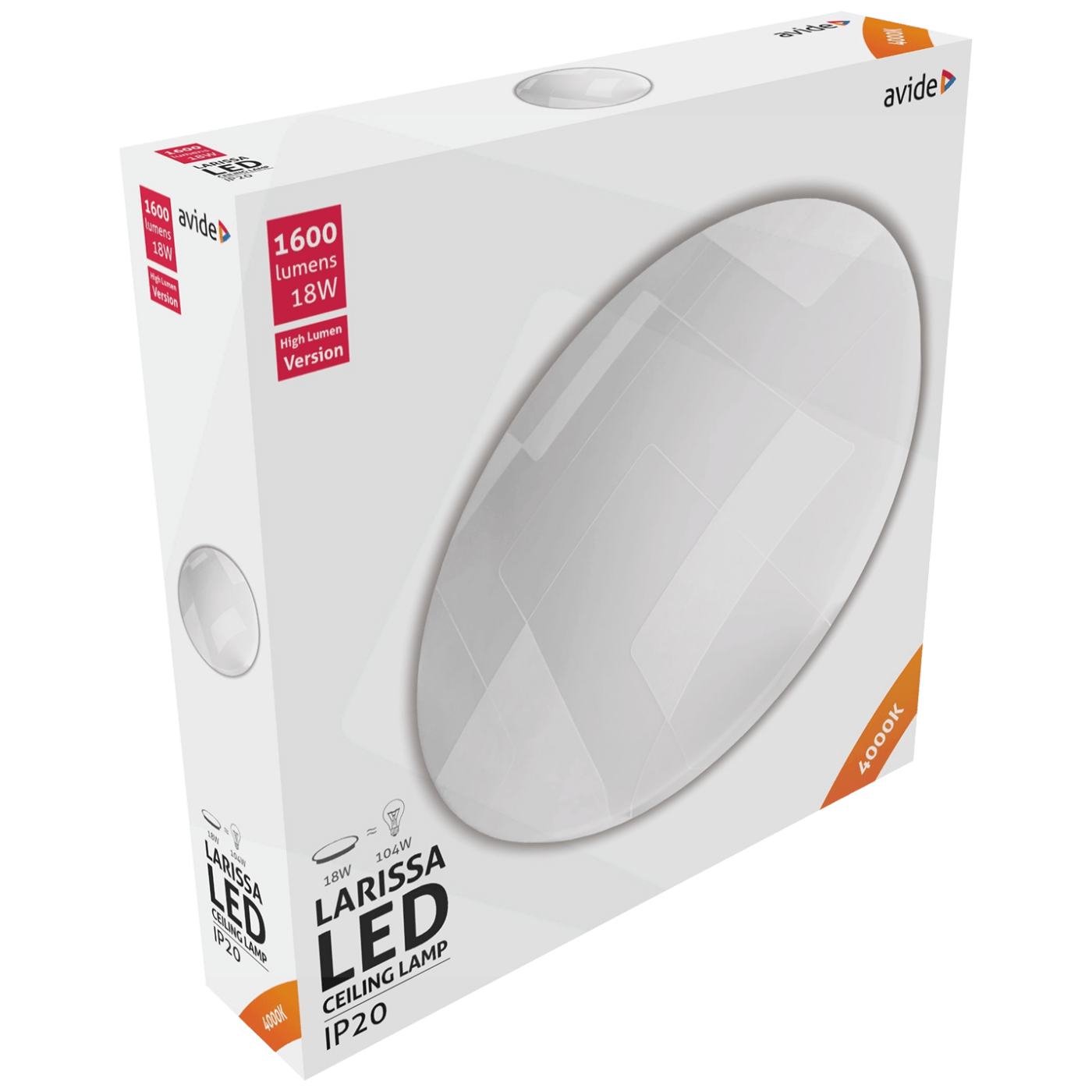 Avide Plafonjera LED, Larissa, 18W, 1600 lm, 4000K, IP20 - ACLO33NW-18W-LAR