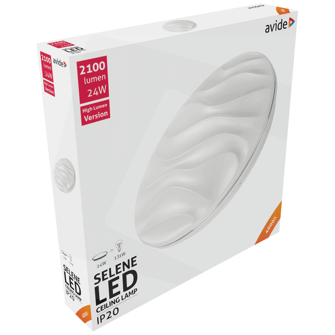 Avide Plafonjera LED, Selene, 24W, 2100 lm, 4000K, IP20 - ACLO38NW-24W-SEL