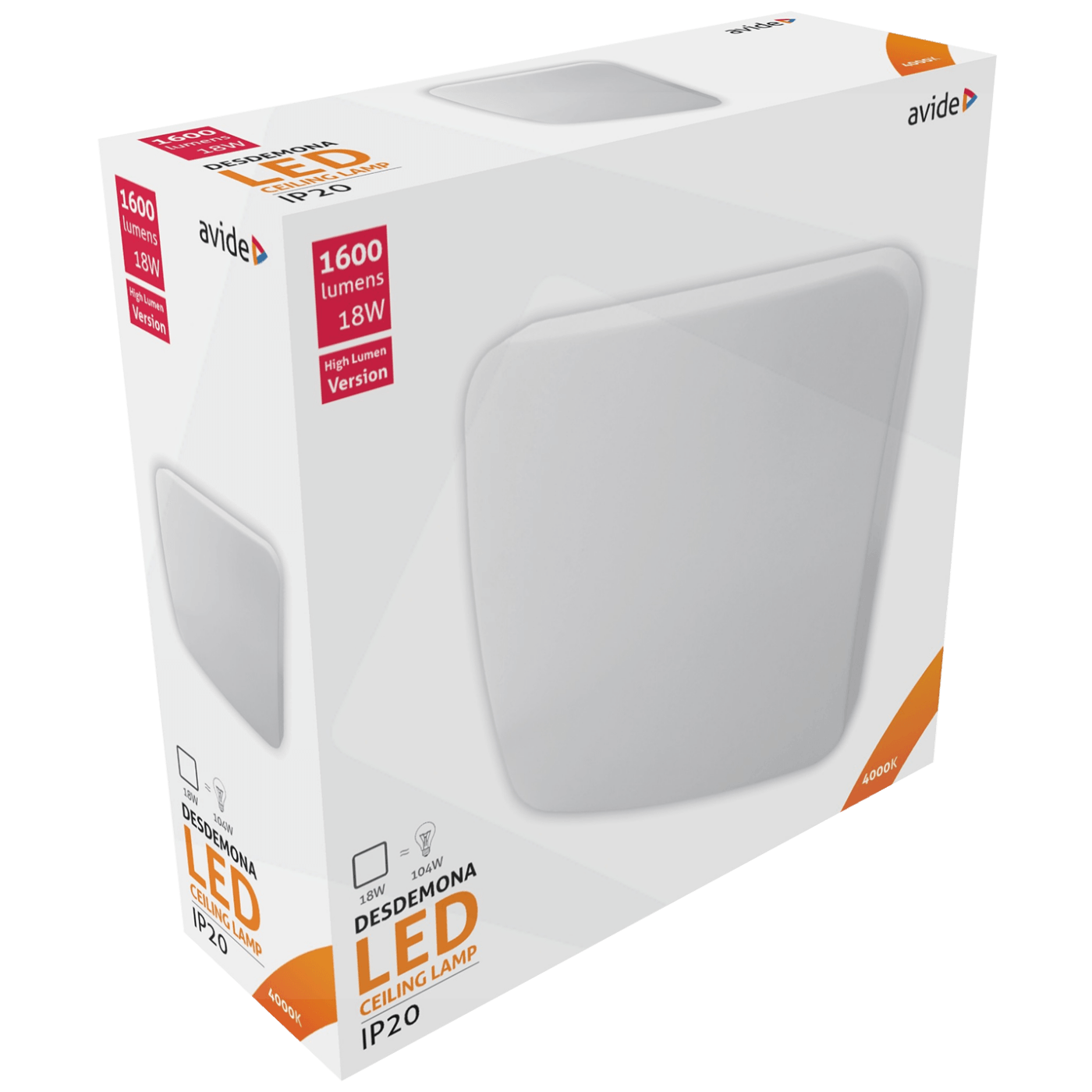 Avide Plafonjera LED, Desdemona, 18W, 1600 lm, 4000K, IP20 - ACLO33NW-S-18W