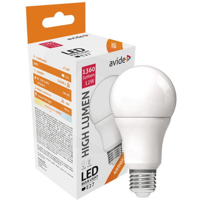 Avide Sijalica, LED 12W, E27, 4000K, 230V AC, bijela svjetlost - Globe A60 12W E27