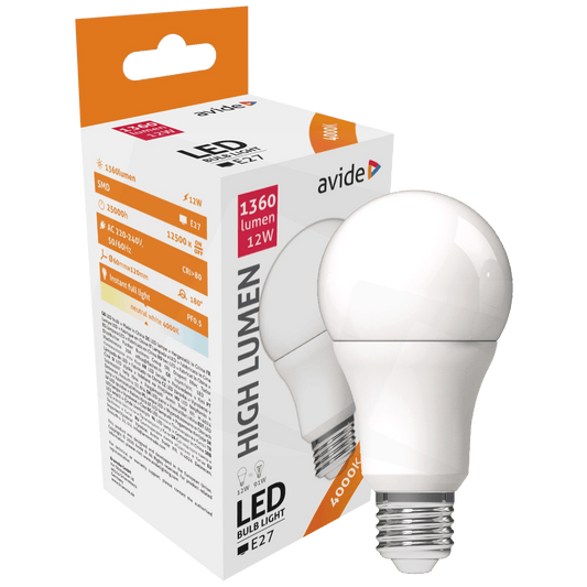 Avide Sijalica, LED 12W, E27, 4000K, 230V AC, bijela svjetlost - Globe A60 12W E27