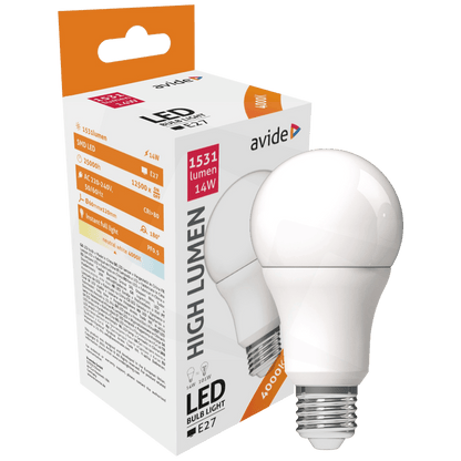 Avide Sijalica, LED 14W, E27, 4000K, 230V AC, bijela svjetlost - Globe A60 14W E27