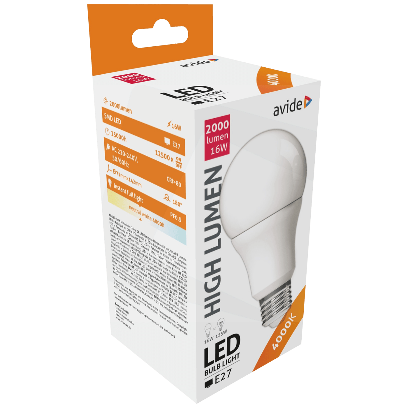 Avide Sijalica, LED 16W, E27, 4000K, 230V AC, bijela svjetlost - Globe A70 16W E27