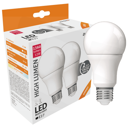 Avide Sijalica, LED 12W, E27, 4000K, 230V AC, pak. 2 kom. - Globe Twin Pack A60 12W E27