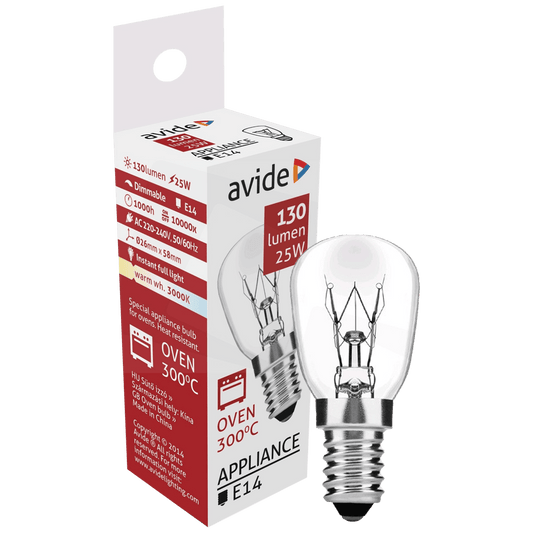 Avide Sijalica za pećnicu, 25W, E14, 3000K, 300 °C, IP20 - Oven 300 °C bulb 25W E14