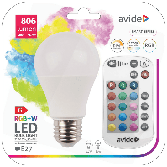 Avide Pametna sijalica, LED 9.7W, E27, RGB+W, 2700K, daljinski - Smart LED Globe A60 9.7W