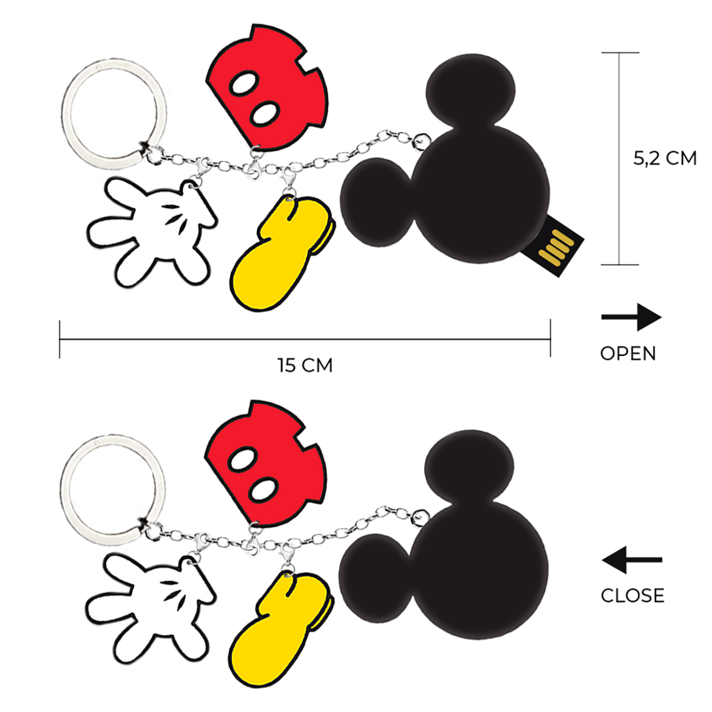 Disney USB Flash Drive 16GB, USB2.0, privjesak za ključ, Mickey - Flash Drive Mickey CHARMS 16GB 2.0